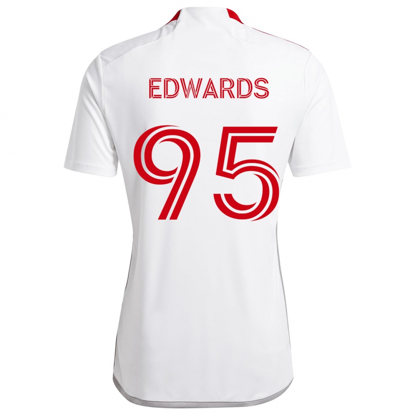 Gyermek Nathaniel Edwards #95 Fehér Piros Idegenbeli Jersey 2024/25 Mez Póló Ing