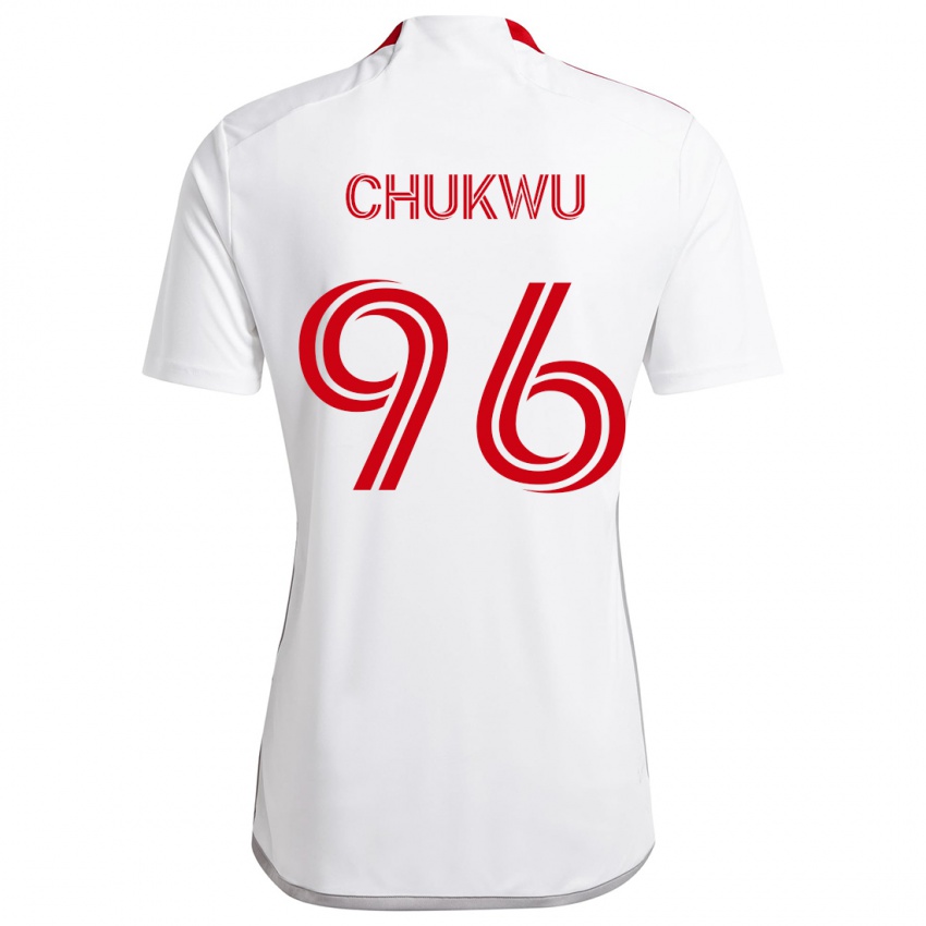 Gyermek Richard Chukwu #96 Fehér Piros Idegenbeli Jersey 2024/25 Mez Póló Ing