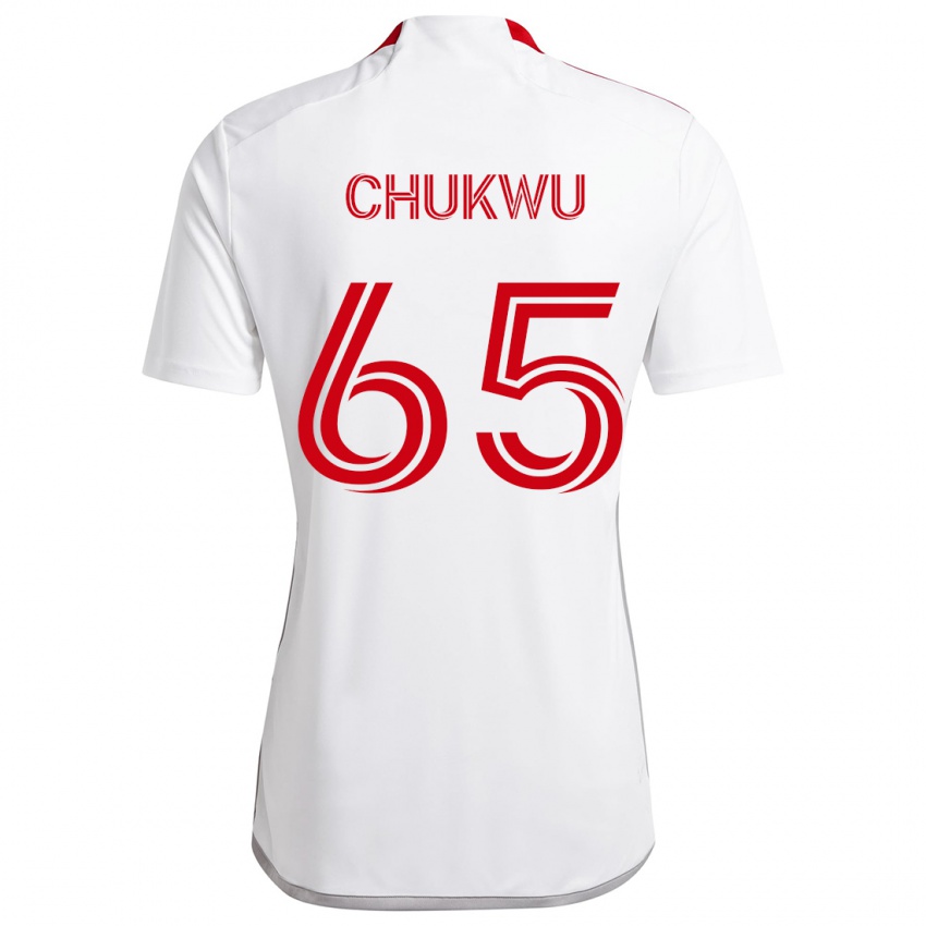 Gyermek Joses Chukwu #65 Fehér Piros Idegenbeli Jersey 2024/25 Mez Póló Ing