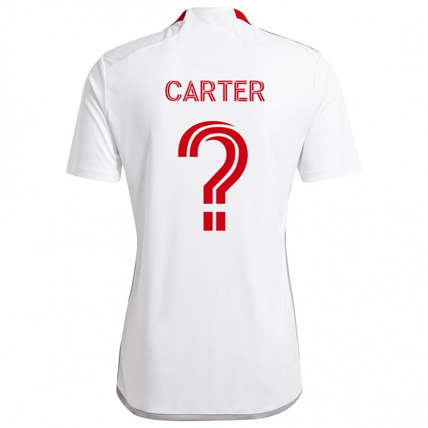 Gyermek Ajahni Carter #0 Fehér Piros Idegenbeli Jersey 2024/25 Mez Póló Ing