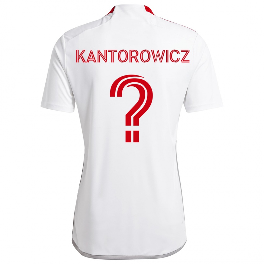 Gyermek Dominic Kantorowicz #0 Fehér Piros Idegenbeli Jersey 2024/25 Mez Póló Ing