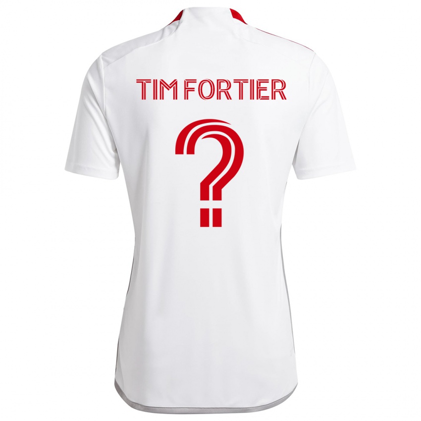 Gyermek Tim Fortier #0 Fehér Piros Idegenbeli Jersey 2024/25 Mez Póló Ing