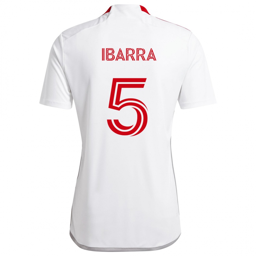 Gyermek Franco Ibarra #5 Fehér Piros Idegenbeli Jersey 2024/25 Mez Póló Ing