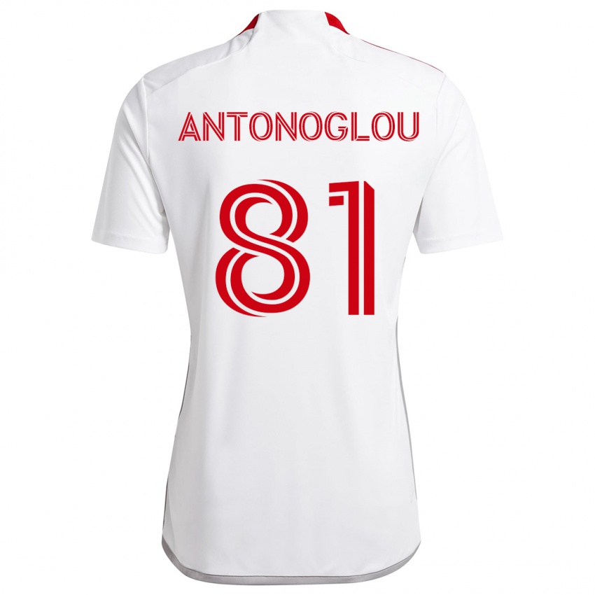 Gyermek Themi Antonoglou #81 Fehér Piros Idegenbeli Jersey 2024/25 Mez Póló Ing