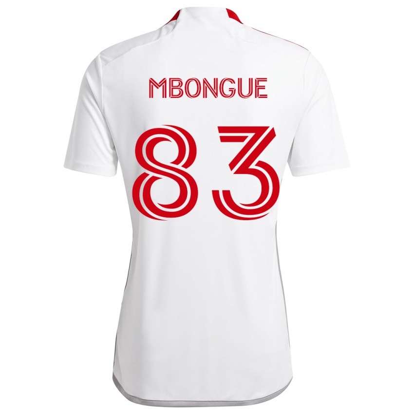 Gyermek Hugo Mbongue #83 Fehér Piros Idegenbeli Jersey 2024/25 Mez Póló Ing