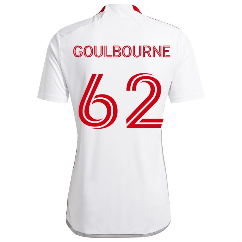 Gyermek Rohan Goulbourne #62 Fehér Piros Idegenbeli Jersey 2024/25 Mez Póló Ing