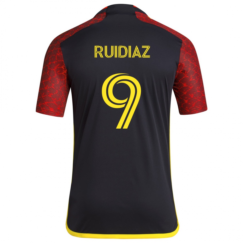 Gyermek Raúl Ruidíaz #9 Piros Fekete Idegenbeli Jersey 2024/25 Mez Póló Ing