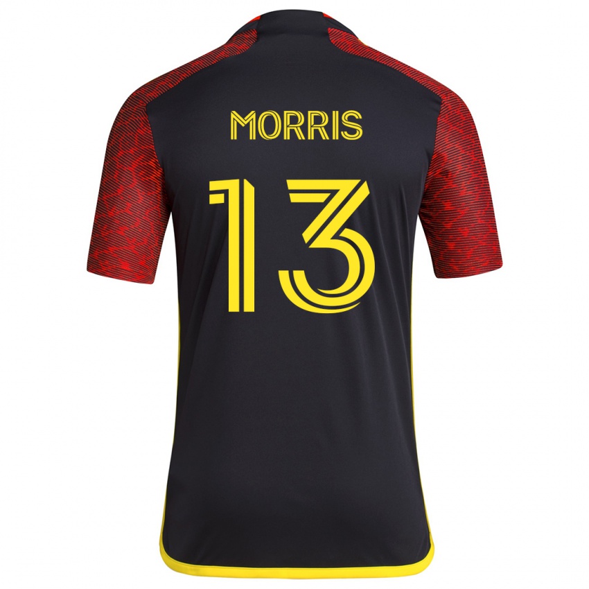 Gyermek Jordan Morris #13 Piros Fekete Idegenbeli Jersey 2024/25 Mez Póló Ing