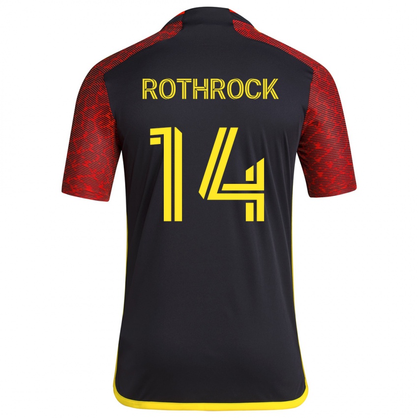 Gyermek Paul Rothrock #14 Piros Fekete Idegenbeli Jersey 2024/25 Mez Póló Ing