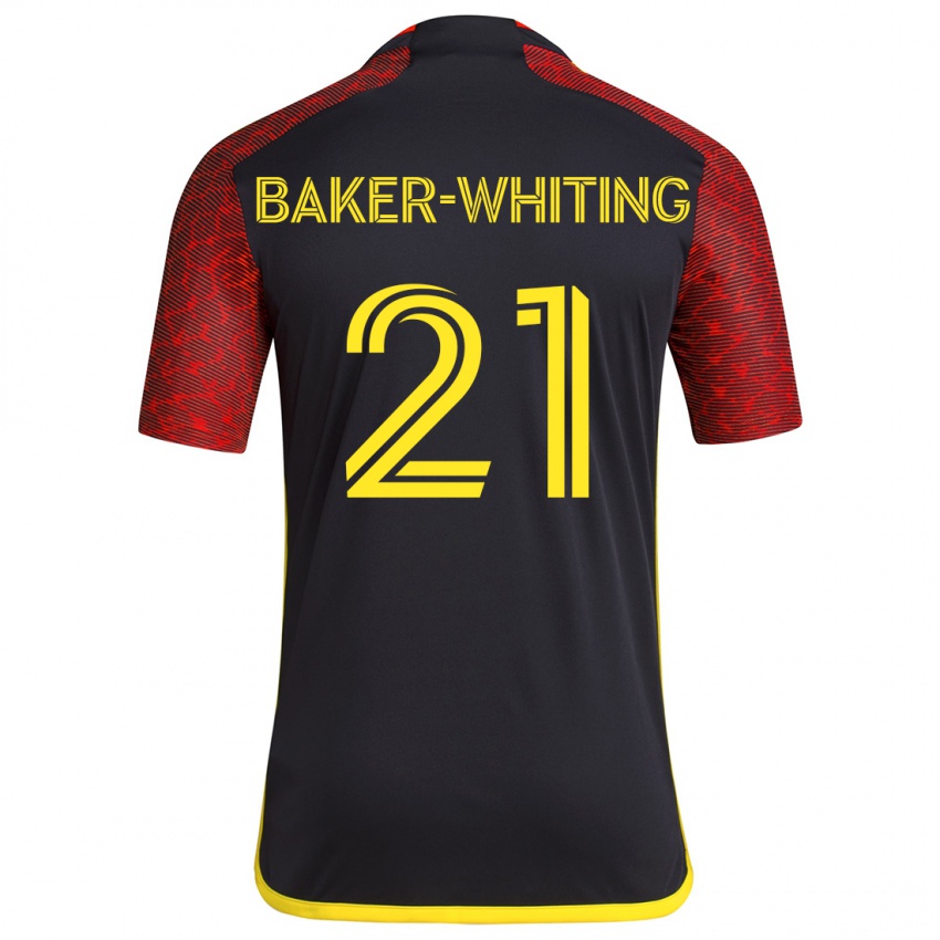 Gyermek Reed Baker-Whiting #21 Piros Fekete Idegenbeli Jersey 2024/25 Mez Póló Ing