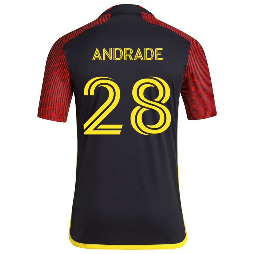 Gyermek Yeimar Gómez Andrade #28 Piros Fekete Idegenbeli Jersey 2024/25 Mez Póló Ing