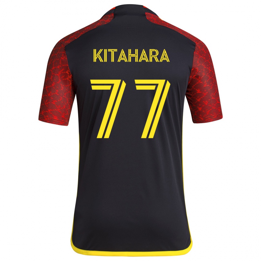 Gyermek Sota Kitahara #77 Piros Fekete Idegenbeli Jersey 2024/25 Mez Póló Ing