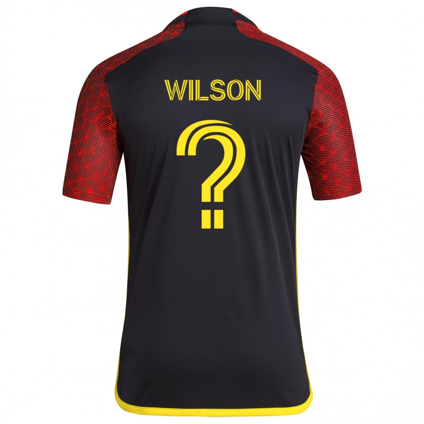 Gyermek Trevor Wilson #0 Piros Fekete Idegenbeli Jersey 2024/25 Mez Póló Ing