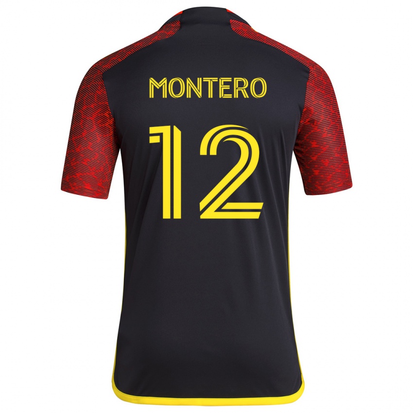 Gyermek Fredy Montero #12 Piros Fekete Idegenbeli Jersey 2024/25 Mez Póló Ing