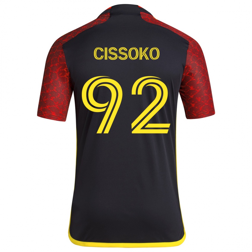 Gyermek Abdoulaye Cissoko #92 Piros Fekete Idegenbeli Jersey 2024/25 Mez Póló Ing