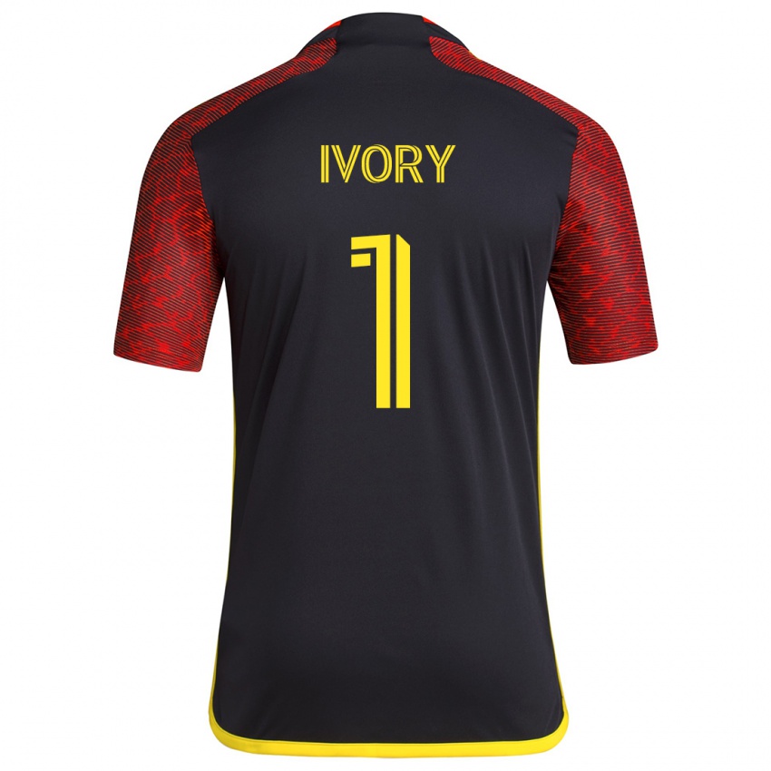 Gyermek Laurel Ivory #1 Piros Fekete Idegenbeli Jersey 2024/25 Mez Póló Ing