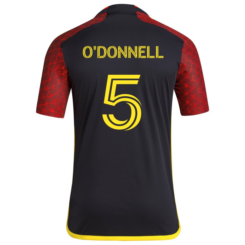 Gyermek Kristina O'donnell #5 Piros Fekete Idegenbeli Jersey 2024/25 Mez Póló Ing