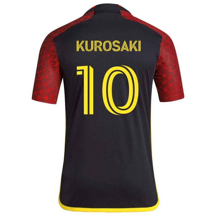 Gyermek Yuuka Kurosaki #10 Piros Fekete Idegenbeli Jersey 2024/25 Mez Póló Ing