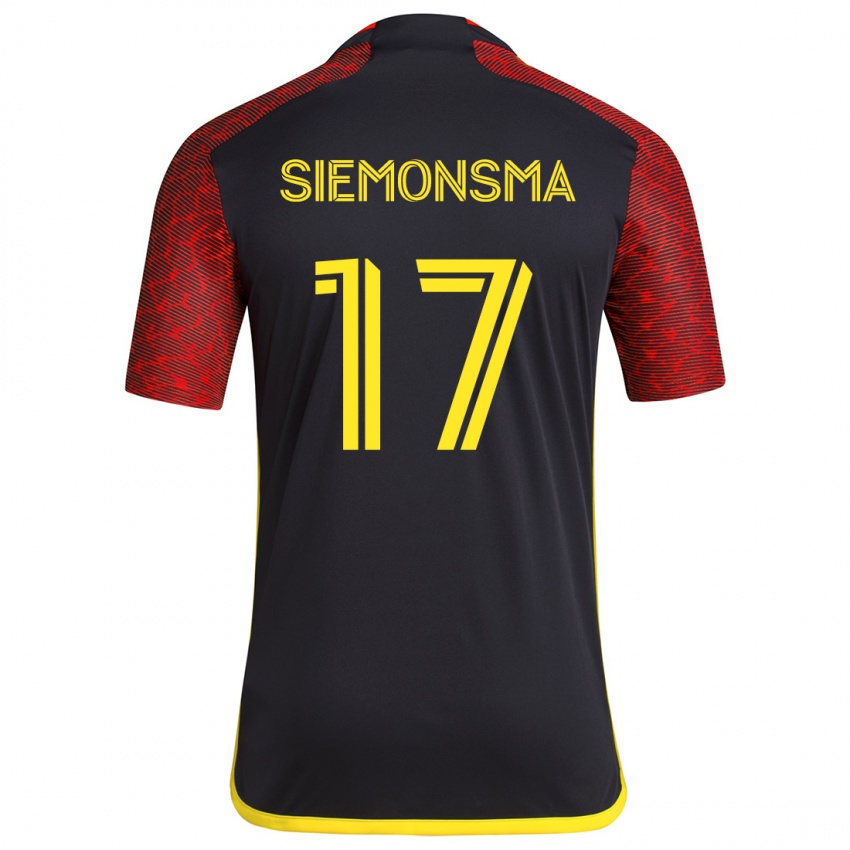 Gyermek Sianna Siemonsma #17 Piros Fekete Idegenbeli Jersey 2024/25 Mez Póló Ing