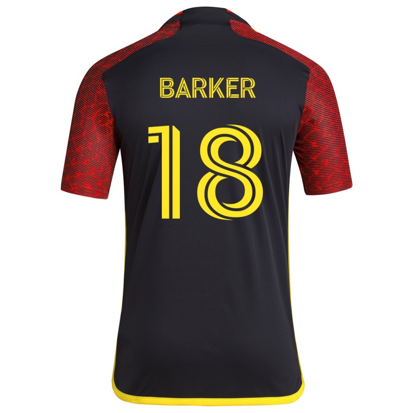 Gyermek Alicia Barker #18 Piros Fekete Idegenbeli Jersey 2024/25 Mez Póló Ing