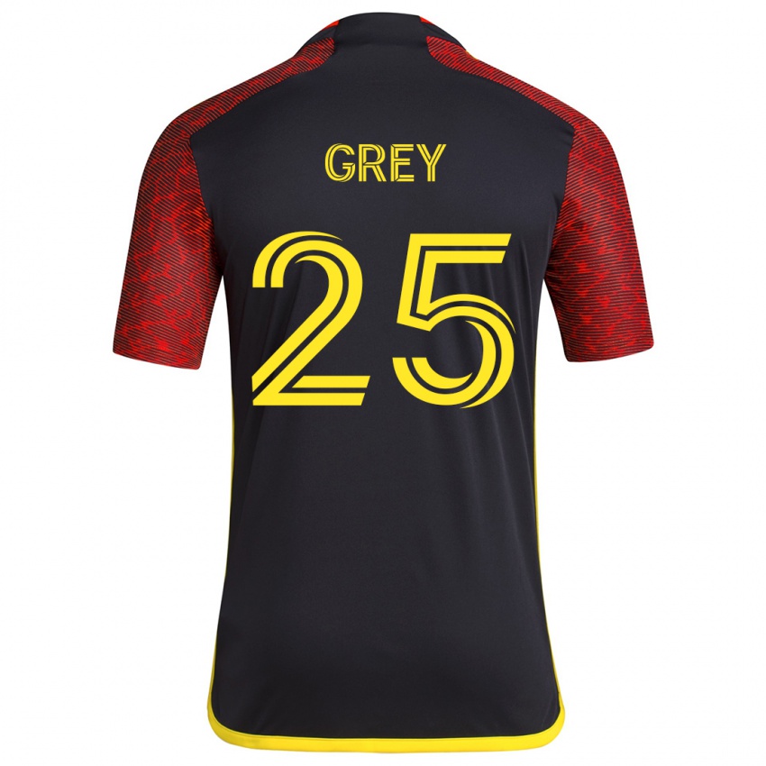 Gyermek Mireya Grey #25 Piros Fekete Idegenbeli Jersey 2024/25 Mez Póló Ing