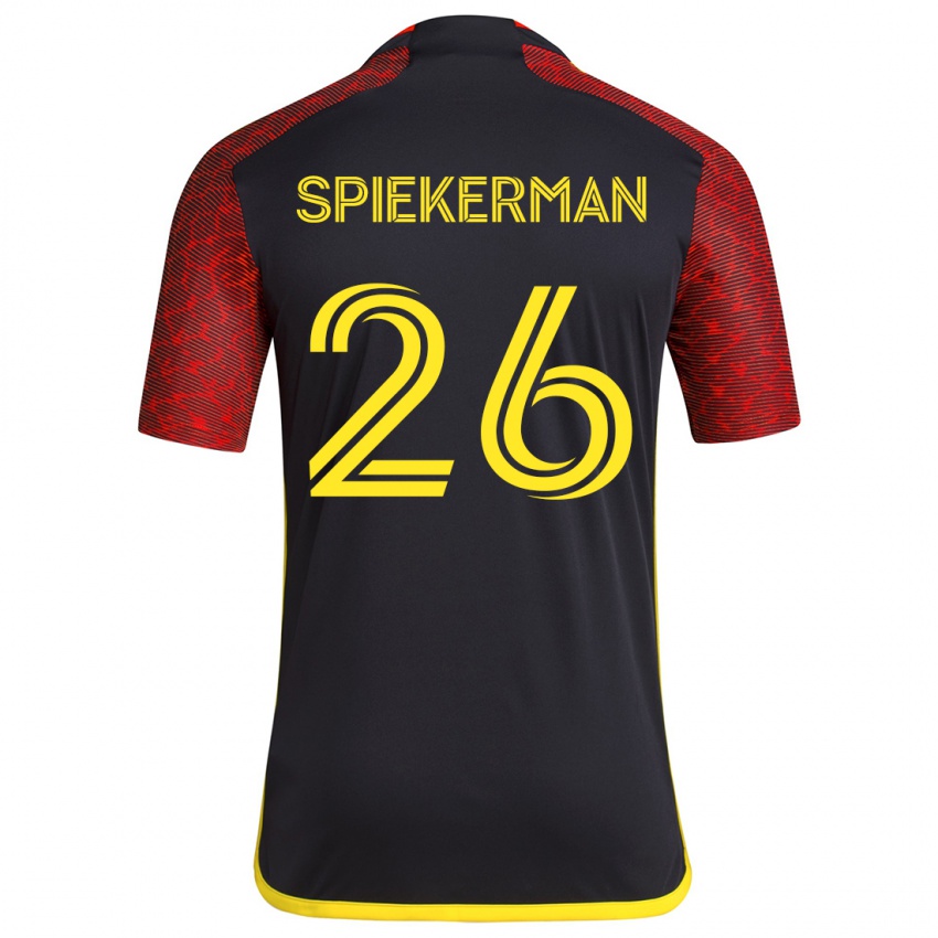 Gyermek Stephanie Spiekerman #26 Piros Fekete Idegenbeli Jersey 2024/25 Mez Póló Ing