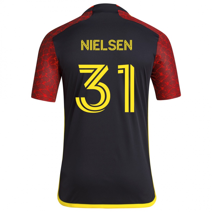 Gyermek Madeline Nielsen #31 Piros Fekete Idegenbeli Jersey 2024/25 Mez Póló Ing