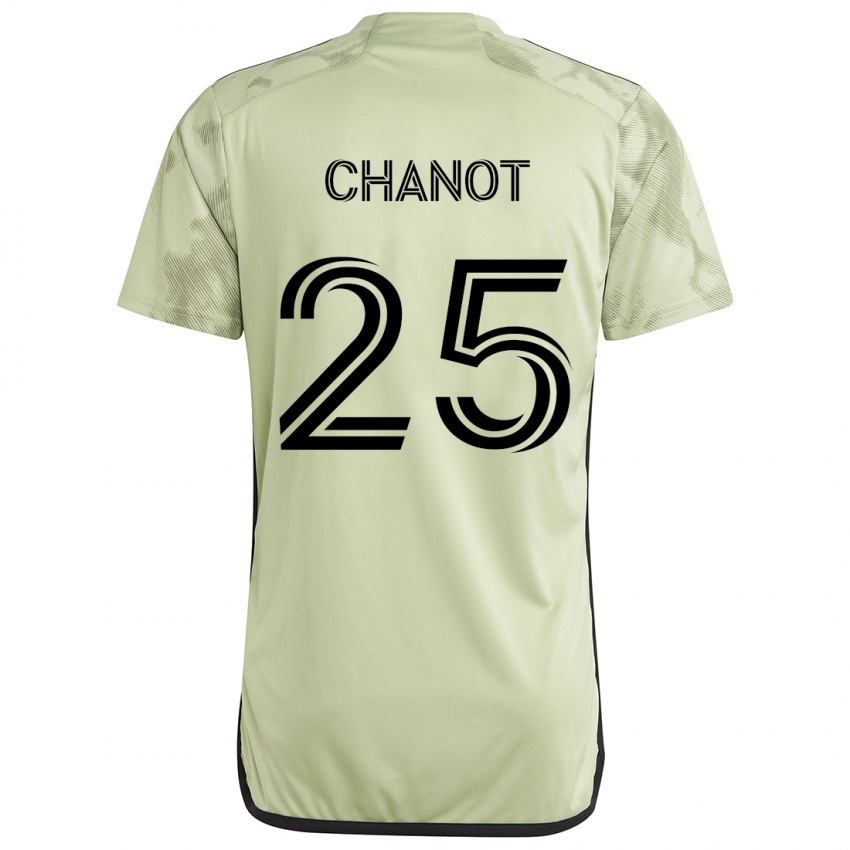 Gyermek Maxime Chanot #25 Világos Zöld Idegenbeli Jersey 2024/25 Mez Póló Ing