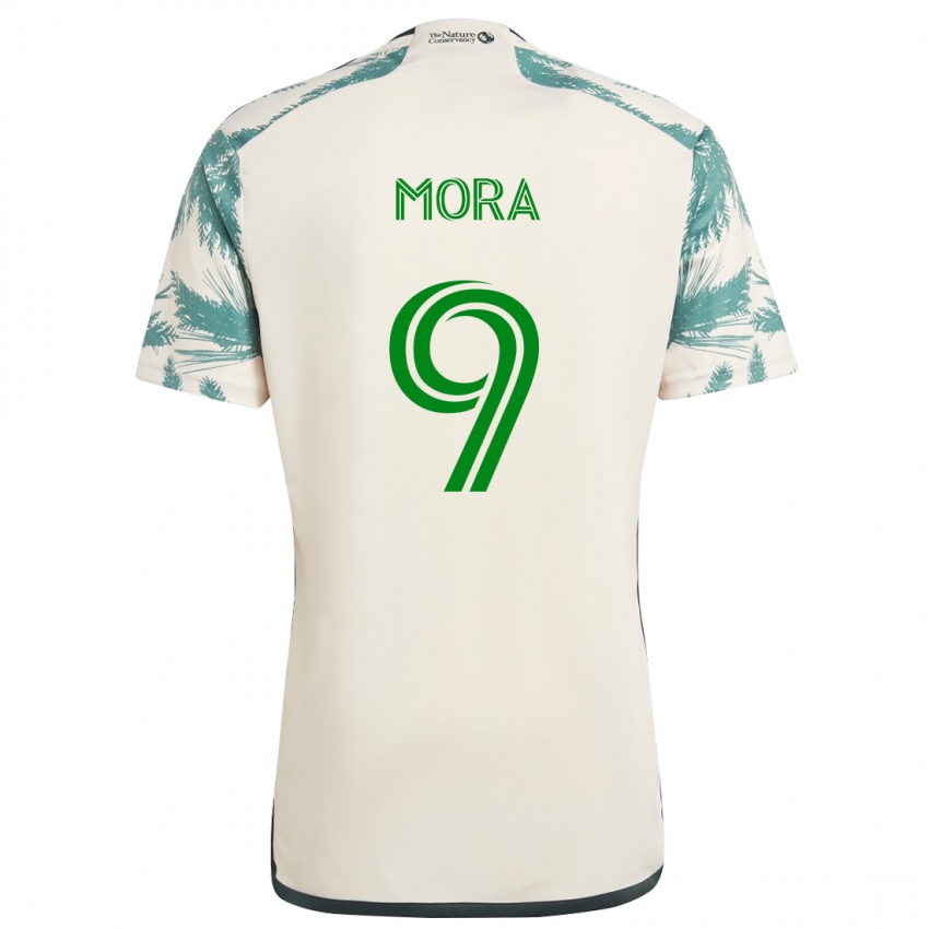 Gyermek Felipe Mora #9 Bézs Barna Idegenbeli Jersey 2024/25 Mez Póló Ing