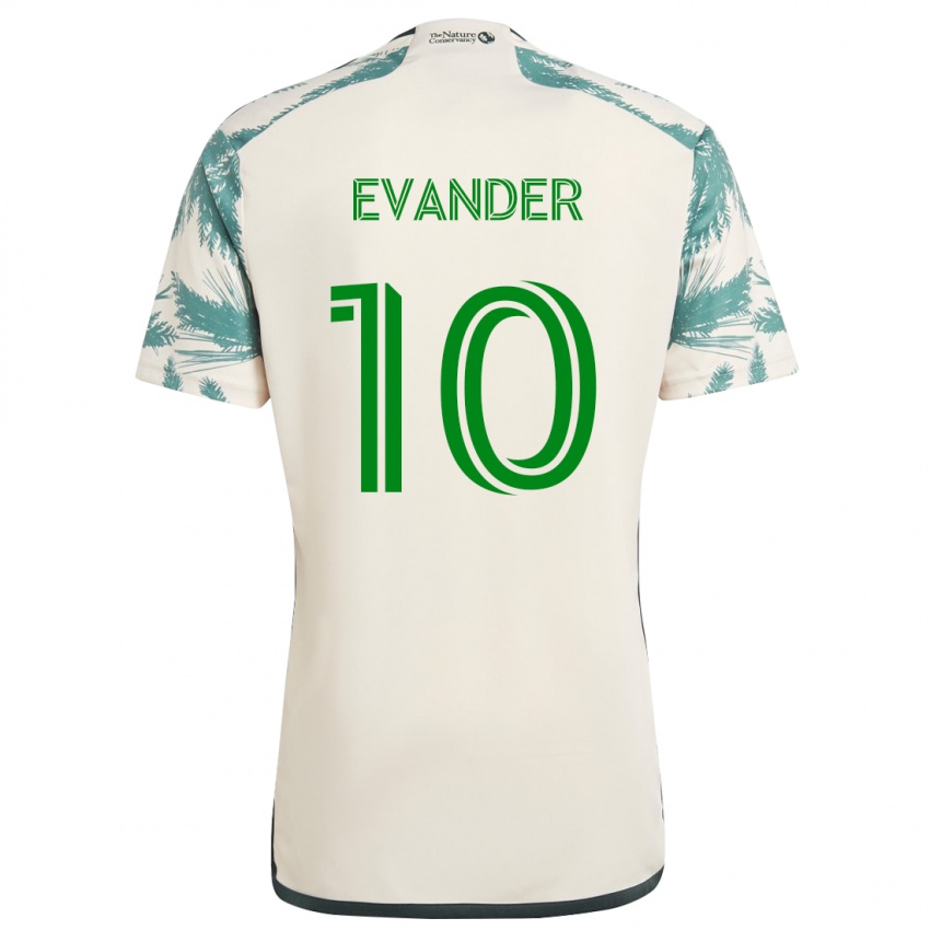 Gyermek Evander #10 Bézs Barna Idegenbeli Jersey 2024/25 Mez Póló Ing