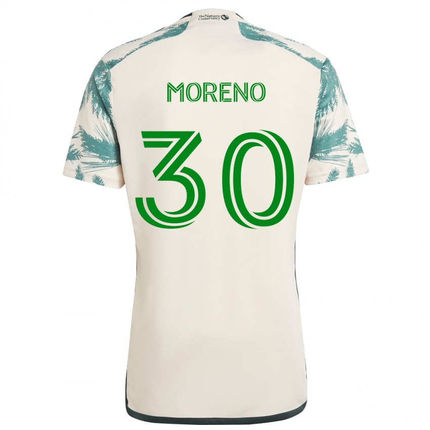 Gyermek Santiago Moreno #30 Bézs Barna Idegenbeli Jersey 2024/25 Mez Póló Ing