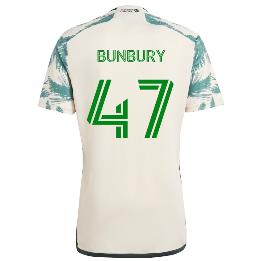 Gyermek Mataeo Bunbury #47 Bézs Barna Idegenbeli Jersey 2024/25 Mez Póló Ing