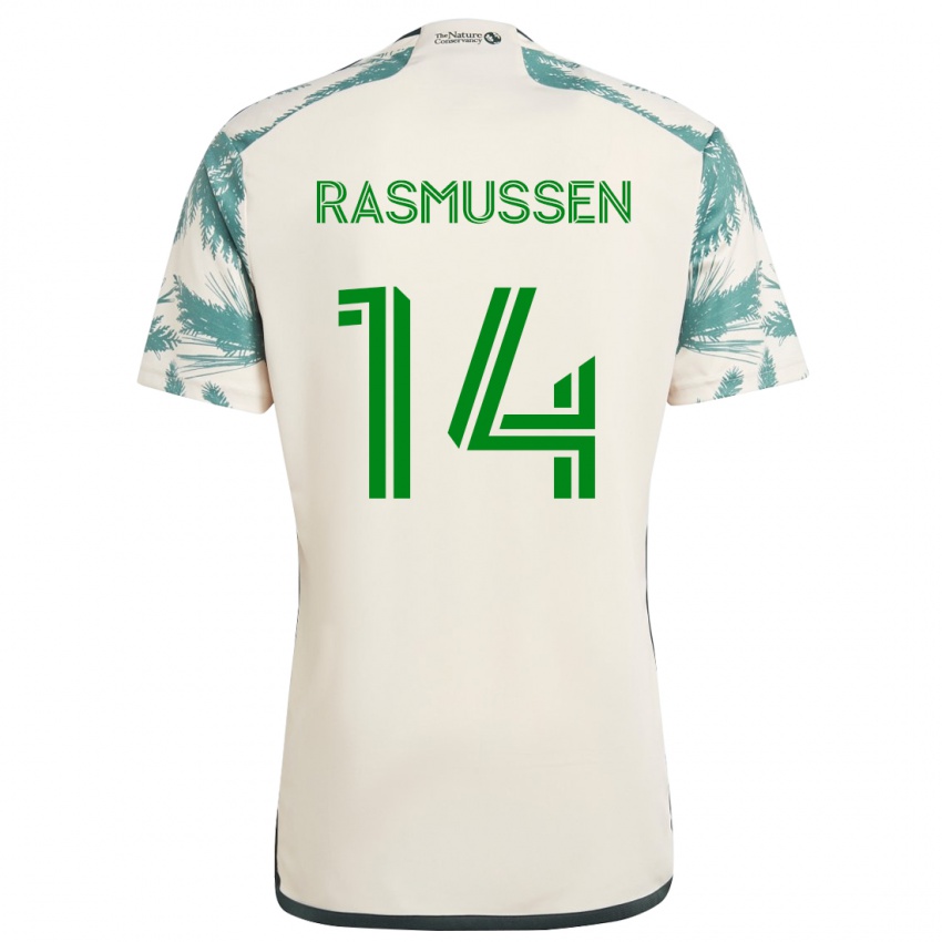 Gyermek Justin Rasmussen #14 Bézs Barna Idegenbeli Jersey 2024/25 Mez Póló Ing