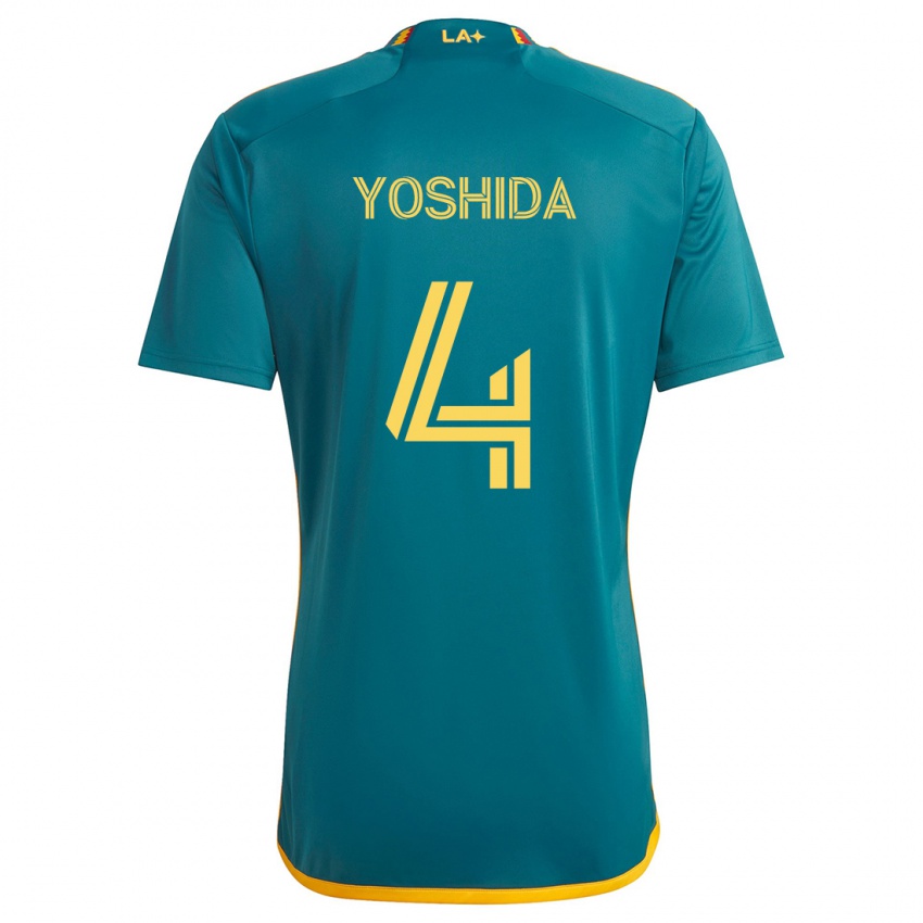 Gyermek Maya Yoshida #4 Green Yellow Idegenbeli Jersey 2024/25 Mez Póló Ing