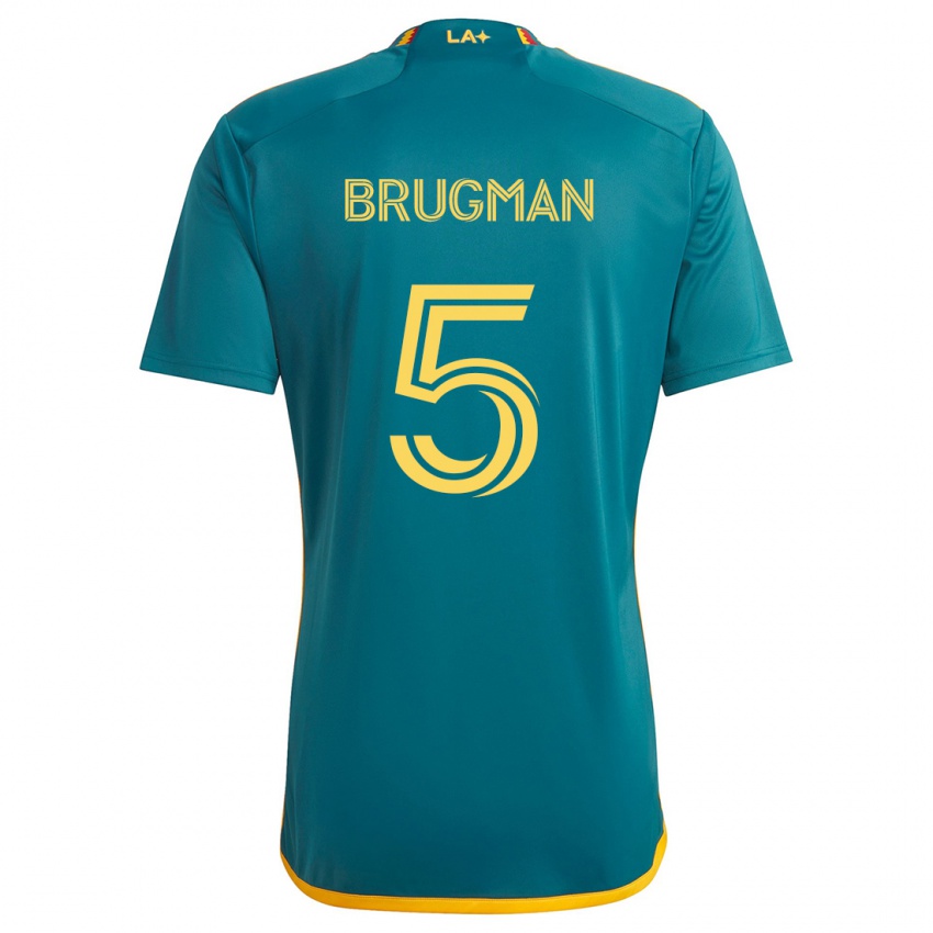 Gyermek Gastón Brugman #5 Green Yellow Idegenbeli Jersey 2024/25 Mez Póló Ing