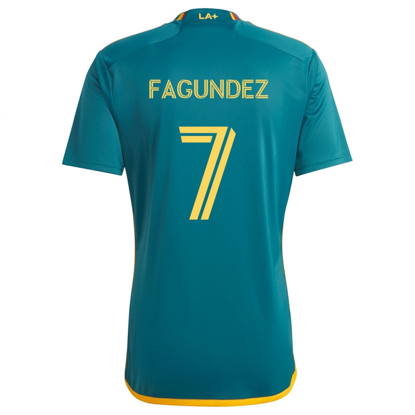 Gyermek Diego Fagúndez #7 Green Yellow Idegenbeli Jersey 2024/25 Mez Póló Ing