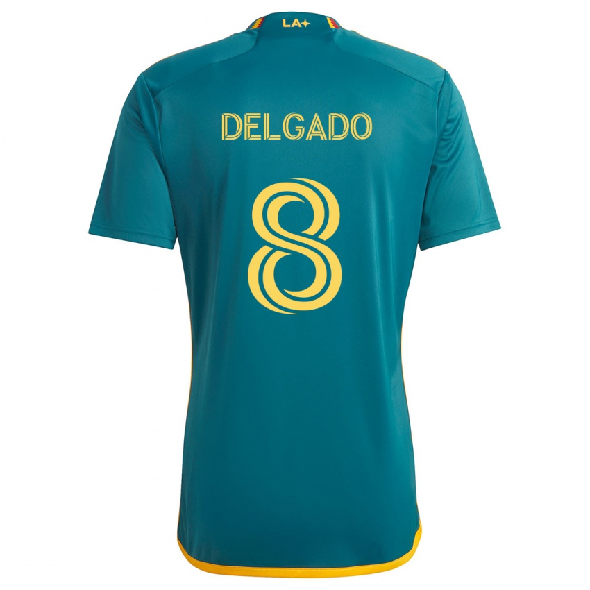 Gyermek Mark Delgado #8 Green Yellow Idegenbeli Jersey 2024/25 Mez Póló Ing