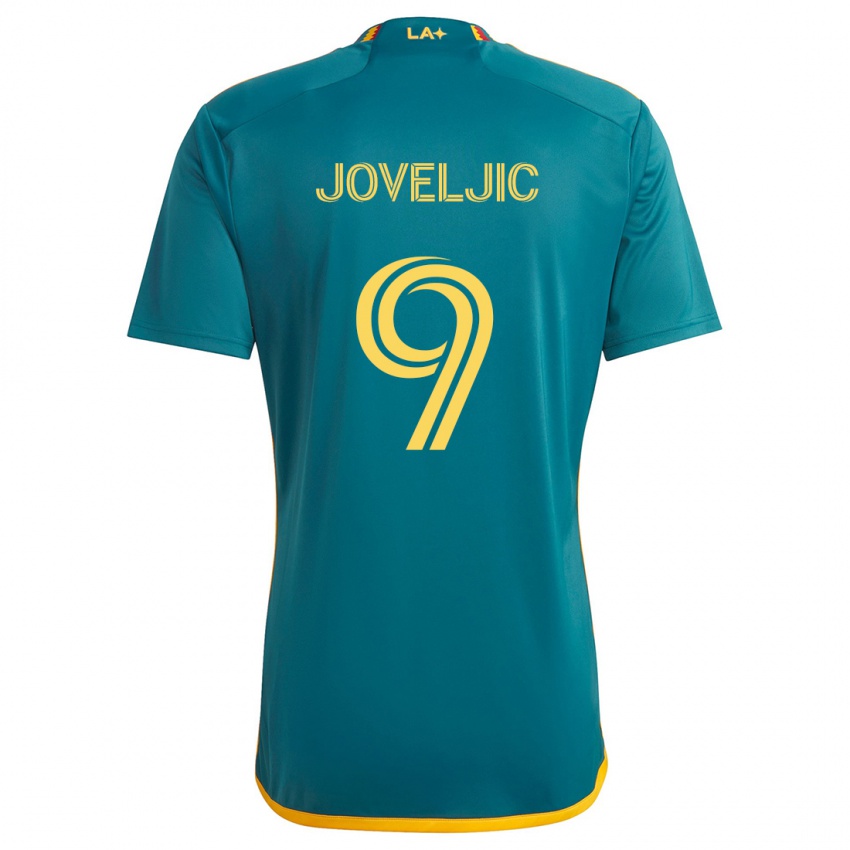 Gyermek Dejan Joveljic #9 Green Yellow Idegenbeli Jersey 2024/25 Mez Póló Ing