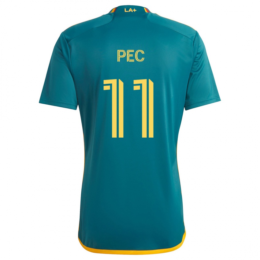 Gyermek Gabriel Pec #11 Green Yellow Idegenbeli Jersey 2024/25 Mez Póló Ing