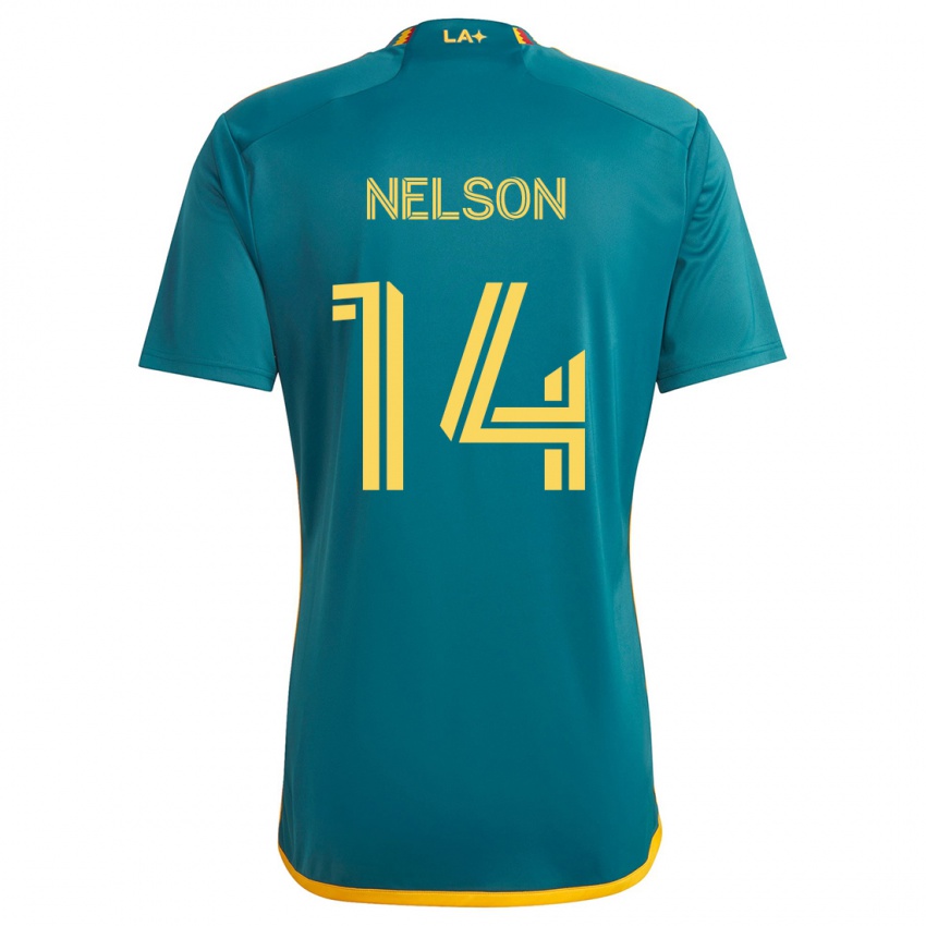 Gyermek John Nelson #14 Green Yellow Idegenbeli Jersey 2024/25 Mez Póló Ing