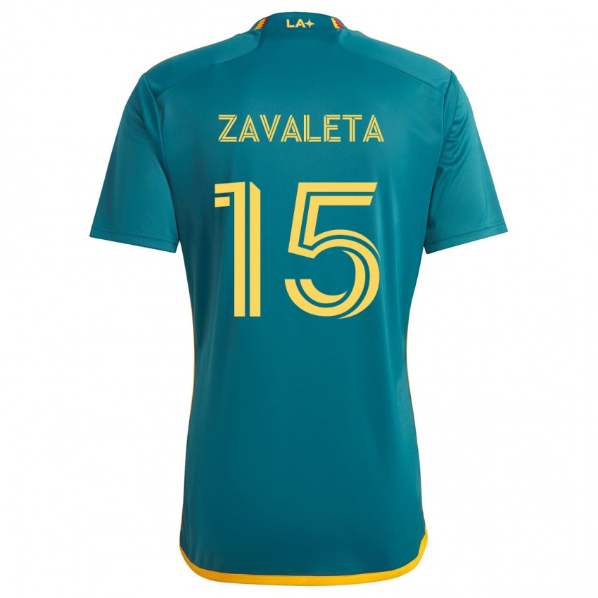 Gyermek Eriq Zavaleta #15 Green Yellow Idegenbeli Jersey 2024/25 Mez Póló Ing