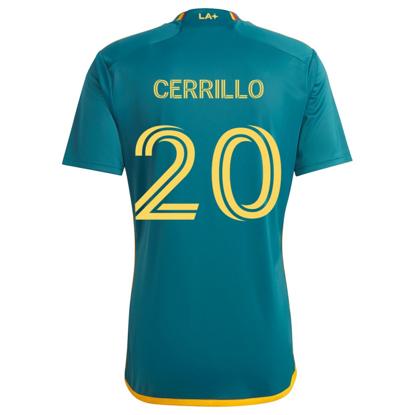 Gyermek Edwin Cerrillo #20 Green Yellow Idegenbeli Jersey 2024/25 Mez Póló Ing