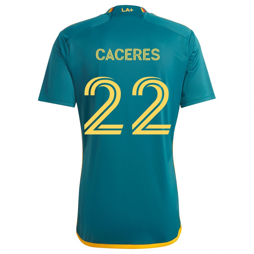 Gyermek Martín Cáceres #22 Green Yellow Idegenbeli Jersey 2024/25 Mez Póló Ing