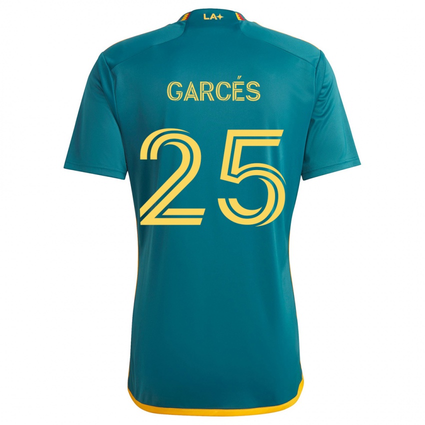 Gyermek Carlos Garcés #25 Green Yellow Idegenbeli Jersey 2024/25 Mez Póló Ing