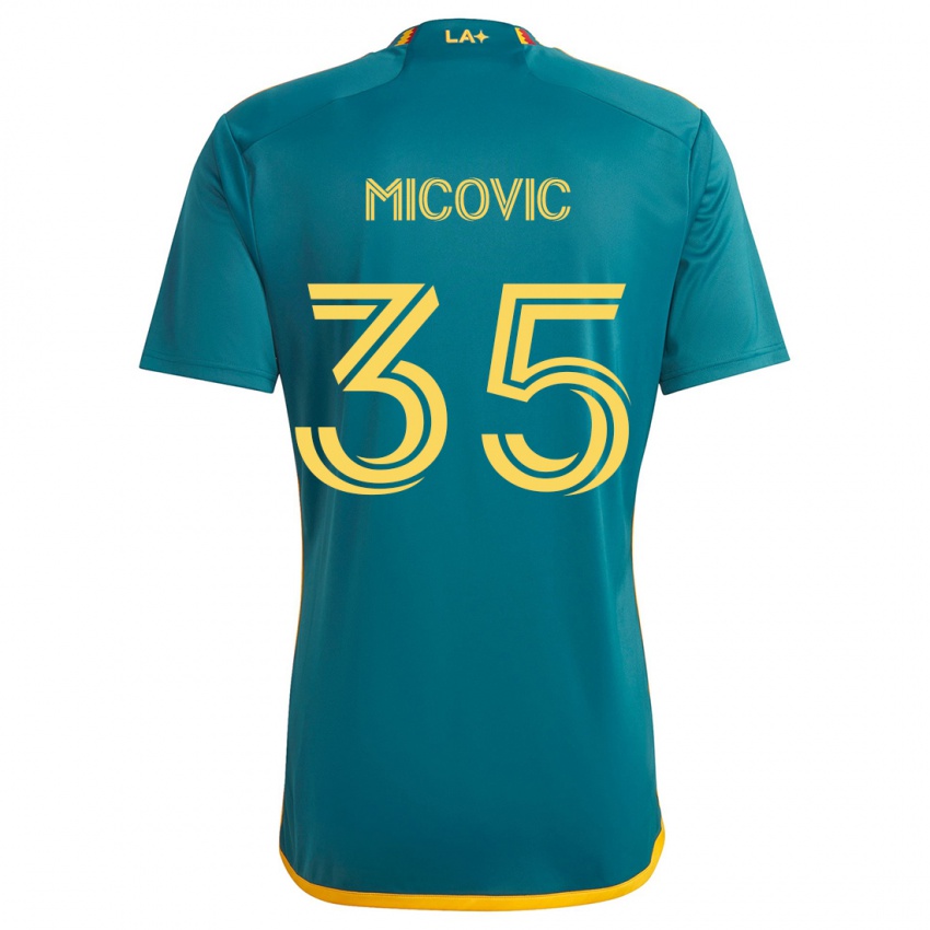 Gyermek Novak Micovic #35 Green Yellow Idegenbeli Jersey 2024/25 Mez Póló Ing