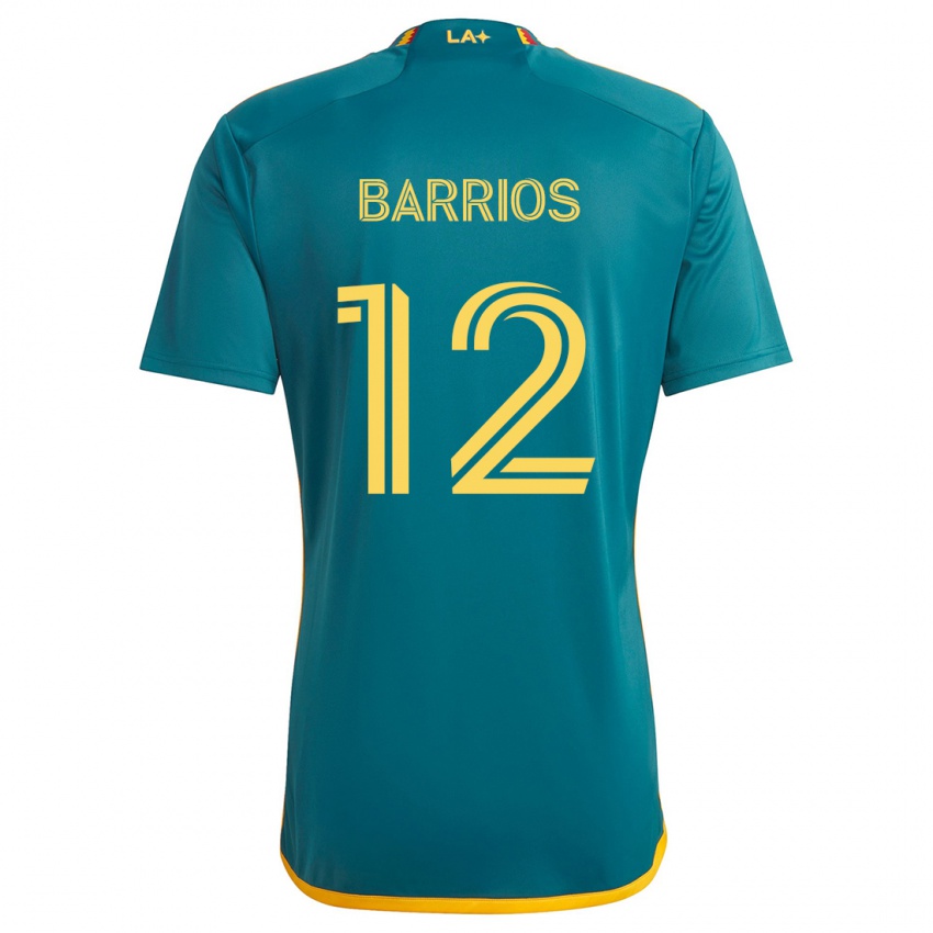 Gyermek Michael Barrios #12 Green Yellow Idegenbeli Jersey 2024/25 Mez Póló Ing