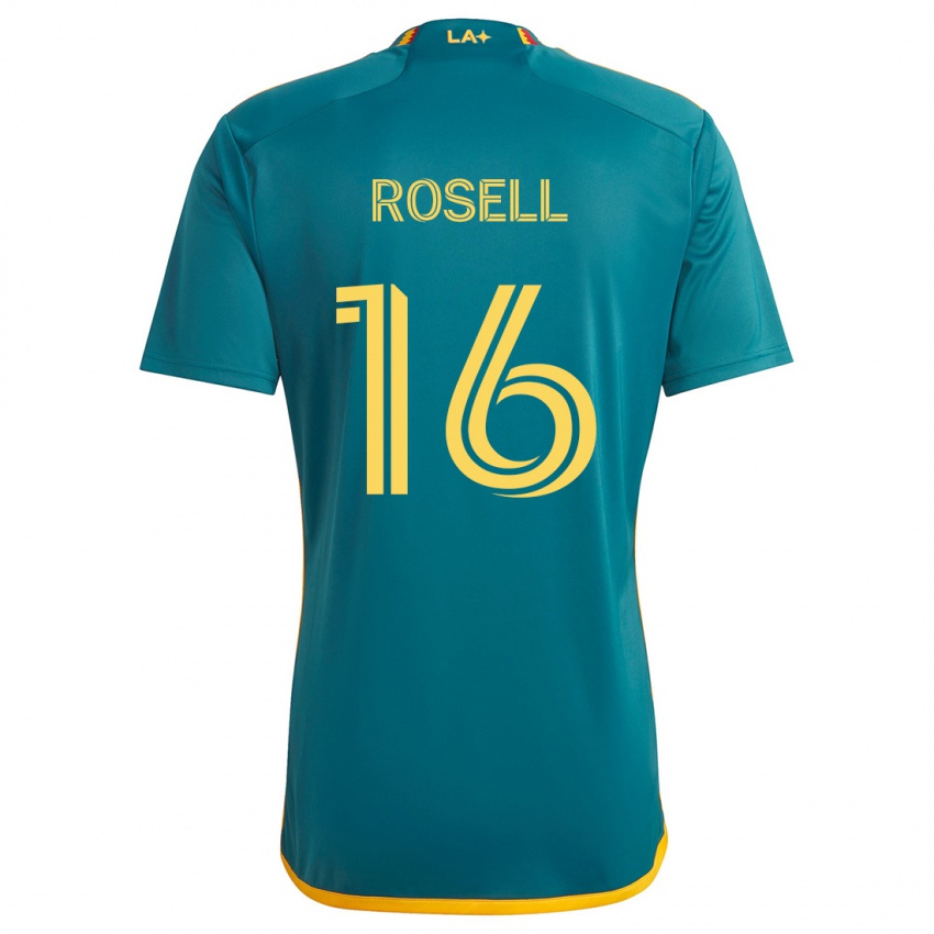 Gyermek Uri Rosell #16 Green Yellow Idegenbeli Jersey 2024/25 Mez Póló Ing