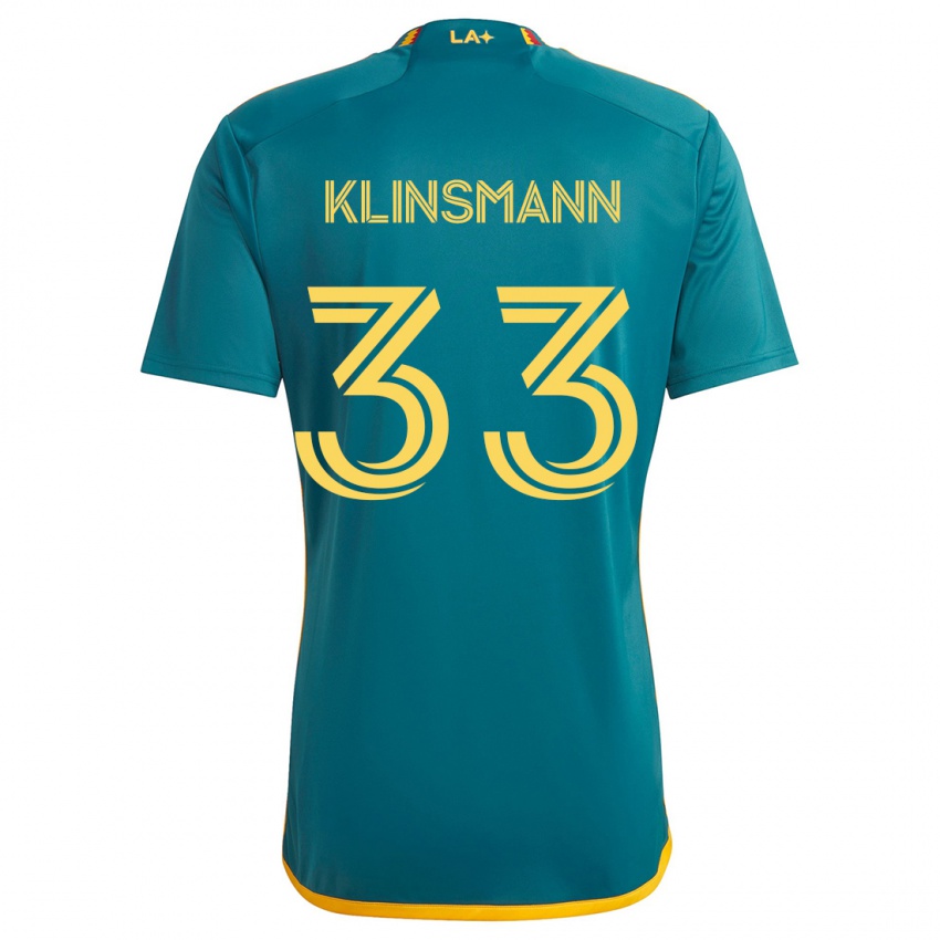 Gyermek Jonathan Klinsmann #33 Green Yellow Idegenbeli Jersey 2024/25 Mez Póló Ing