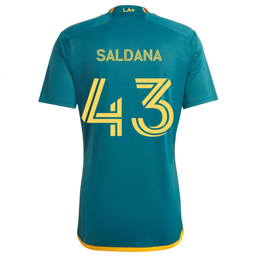 Gyermek Adam Saldaña #43 Green Yellow Idegenbeli Jersey 2024/25 Mez Póló Ing