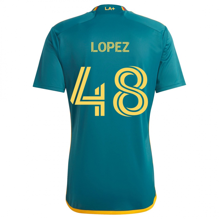 Gyermek Diego López #48 Green Yellow Idegenbeli Jersey 2024/25 Mez Póló Ing